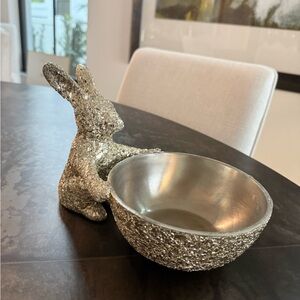 Decorative Silver Sparkle Easter Bunny Bowl